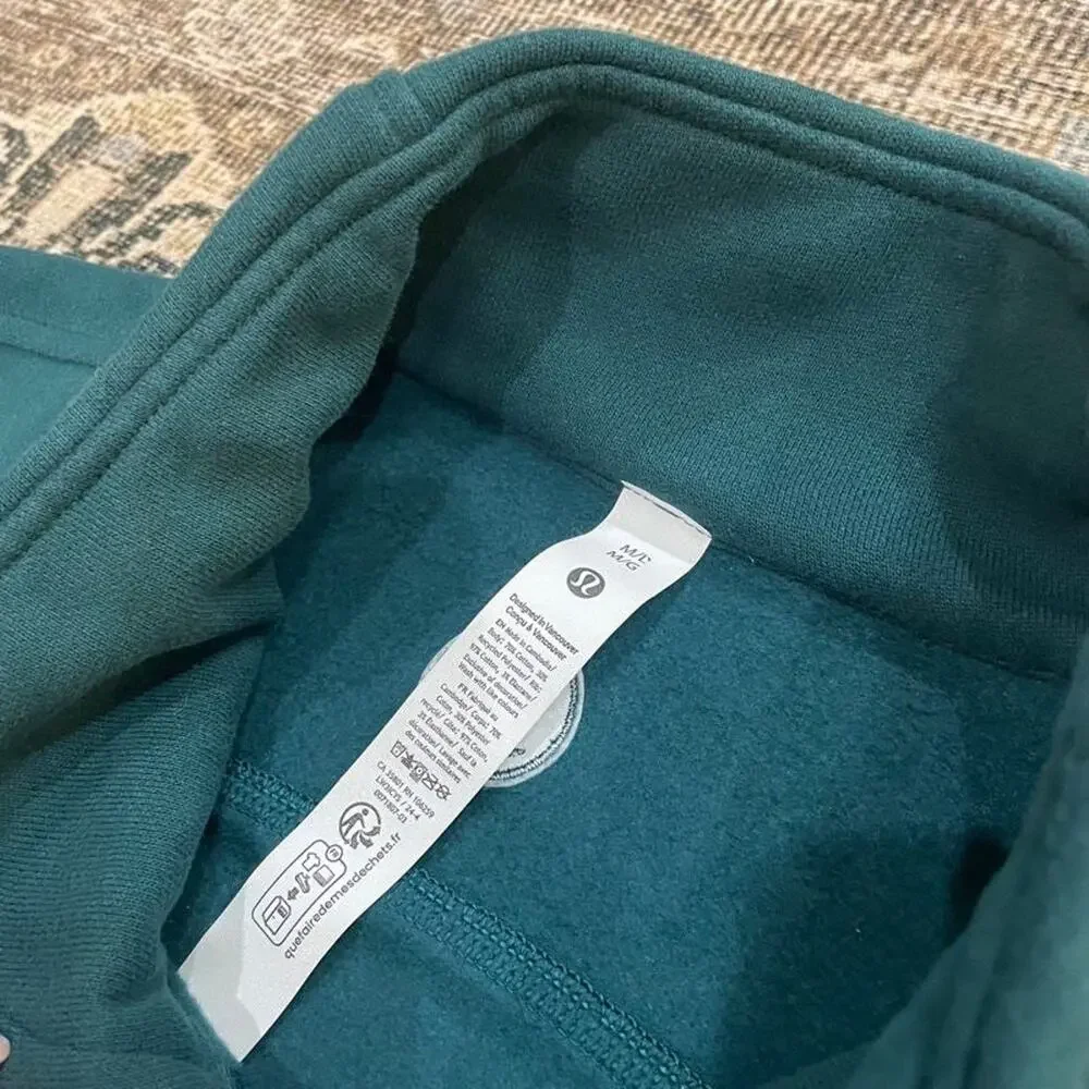 Lululemon Half Zip Pullover Sweatshirt Womens M/L Green Fleece Lined Mock Neck